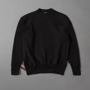 SWEATSHIRT EPAIS COL ROND - NOIR - Cross-Knit® heavyweight 12 OZ - CAMBER USA