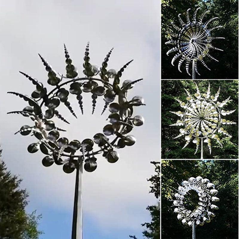 Moulin a Vent Jardin Decoratif en Acier Inoxydable