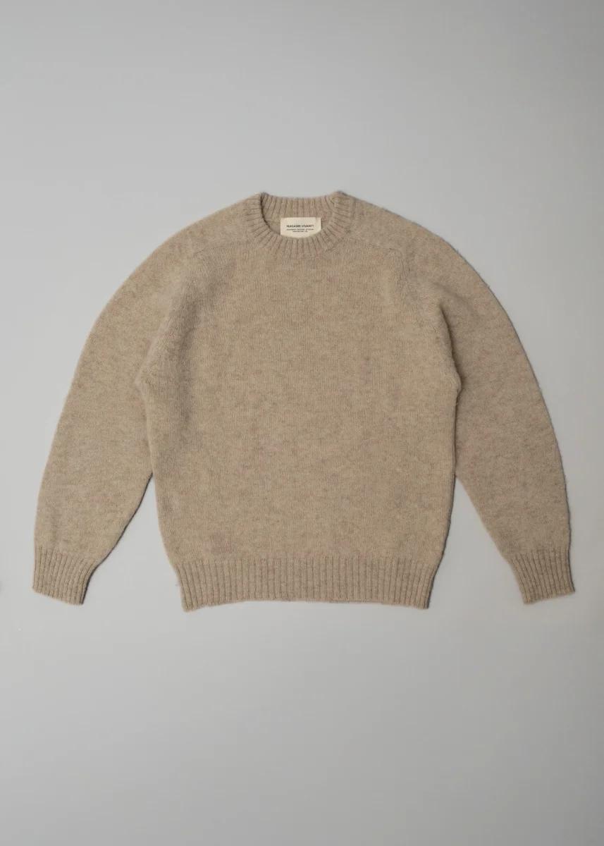 PULL EN LAINE SHETLAND - "SHAGGY" - BEIGE - MAGASIN VIVANT! – Image 2