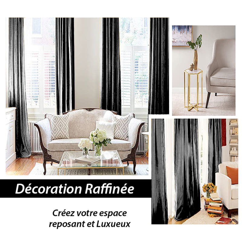 Rideau Occultant Thermique Luxury Gris Foncé – Image 4