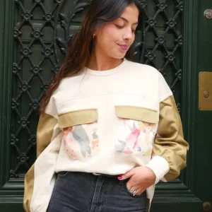 Sweat - SIMONE - Fleuri vert olive